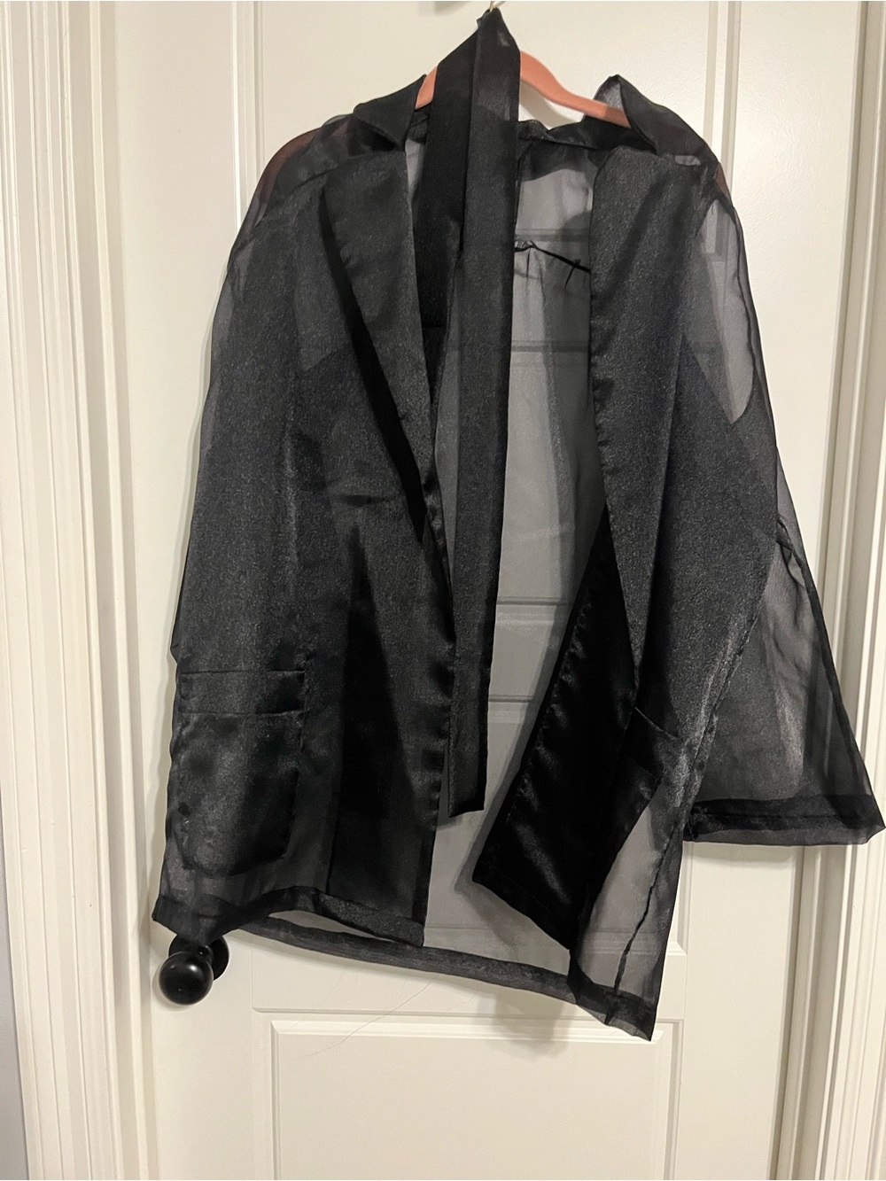 Sheer Black Women's Blazer Jacket with Sash